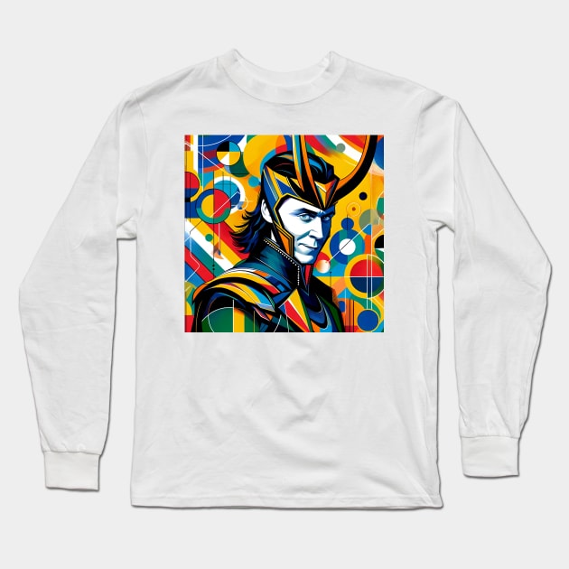 Loki: Abstract Modern Long Sleeve T-Shirt by Delulu Designs